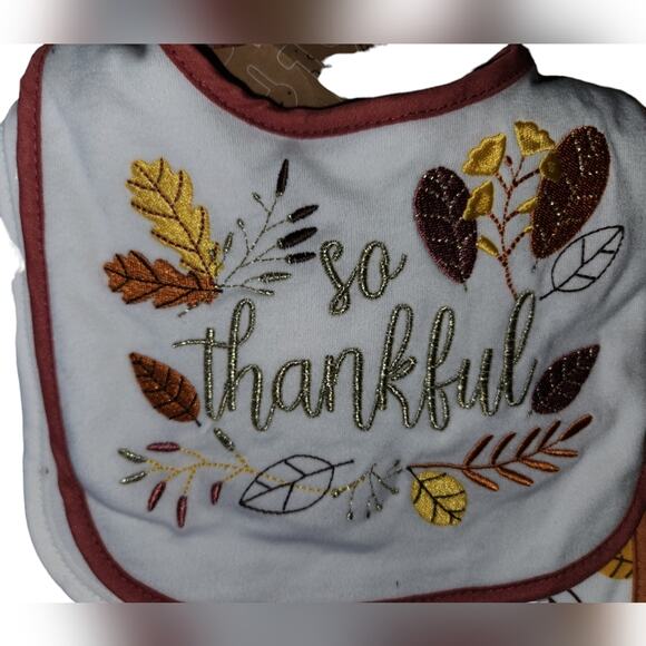 Baby‎ Essentials 3 Piece Bibs and Headband Set So Thankful Thanksgiving Autumn - Picture 7 of 8